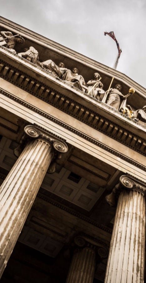 close-up shoot of  stone court house